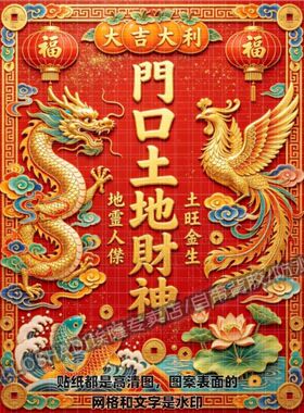 五方五土龙神之神位贴纸家业兴旺