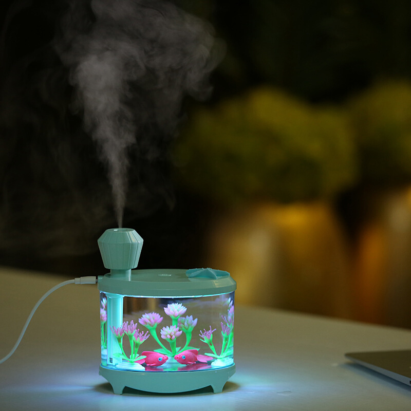 创意鱼缸灯加湿器家用空气净化器迷你USB加湿器 唯美夜灯 - 图1