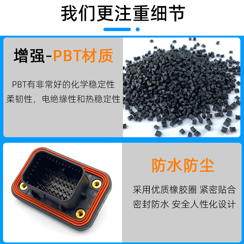 2388688-1汽车防水接插件对配4-1437290-0PCB插头34芯镀金直针座 - 图2