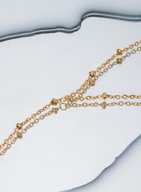Dainty Hand Chain Bracelet Ring Gold Plated Handmade Link