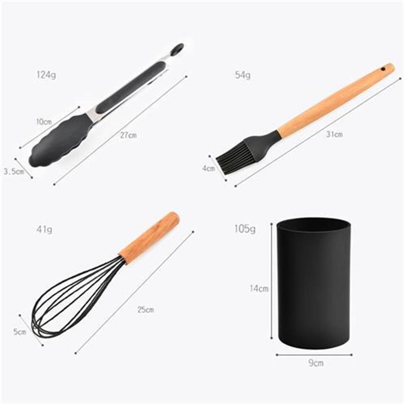 Best Silicone Cooking Utensil Set Wooden Handle Spatula Soup - 图2