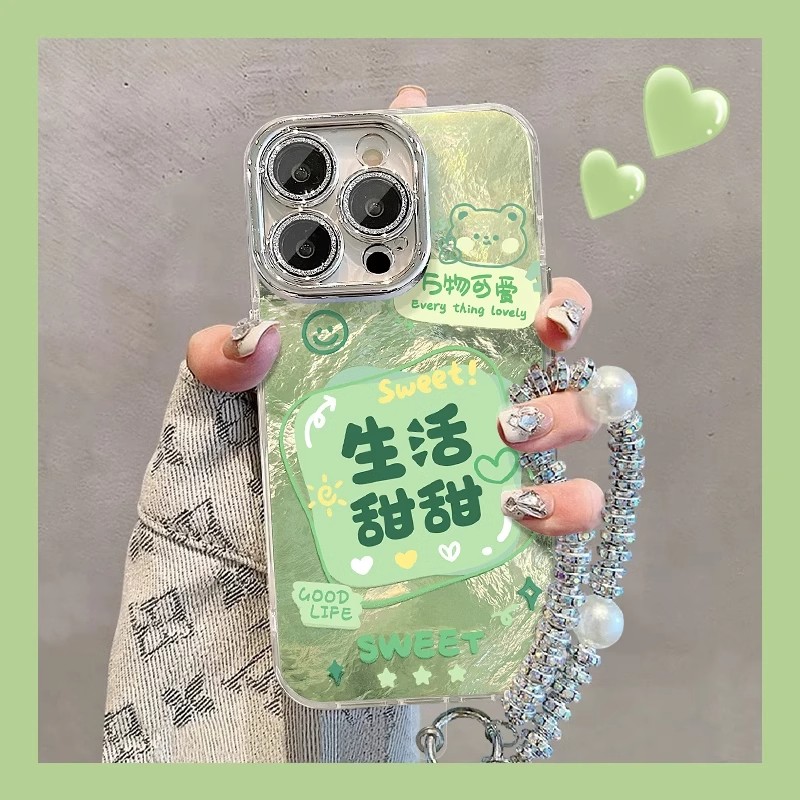 渐变色冰川纹不管几岁快乐万岁适用苹果16promax手机壳华为mate60pro新款pura70高级OPPOReno12女vivos19全包