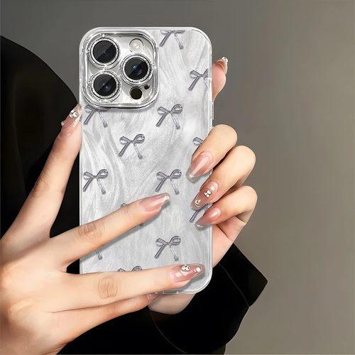 蝴蝶结适用苹果16ProMax手机壳华为Pura80Pro简约荣耀400高级OPPOReno14新vivoS30斜跨挂绳小米15潮流红米K80 - 图1