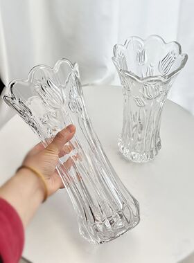 级感简约创意玻璃花透明插花水养玫瑰百合富贵竹客厅餐桌摆件
