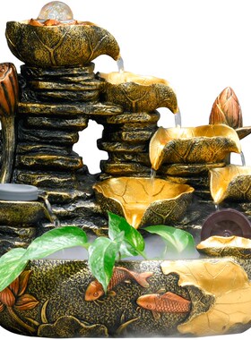 假山流水景观喷泉水车风水轮招财转运球桌面装饰开业礼物大气摆件