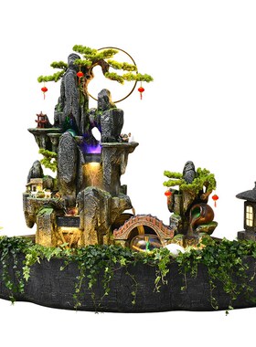 大型假山流水喷泉摆件落地庭院花园布置办公室造景鱼池循环水景观