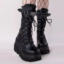 Women High Boots Cosplay Mid-calf Boots High Platform Wedges