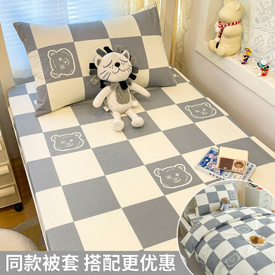 大学生宿舍床上六件套纯棉90x190记忆棉床垫全棉床笠款被套