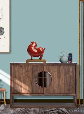 创意陶瓷礼品招财唐马摆件红色马客厅中式酒店桌面玄关装饰工艺品