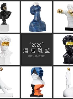 抽象人物雕塑摆件样板房售楼处酒店客厅玄关现代落地创意软装饰品