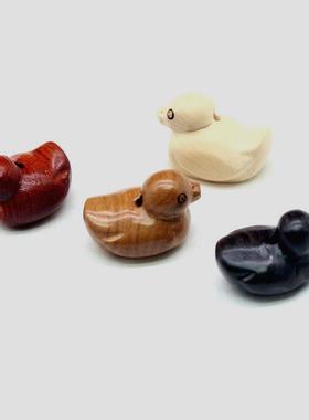 木质雕刻手工迷你木鸭子摆件指点转运旺桃花DIY饰品