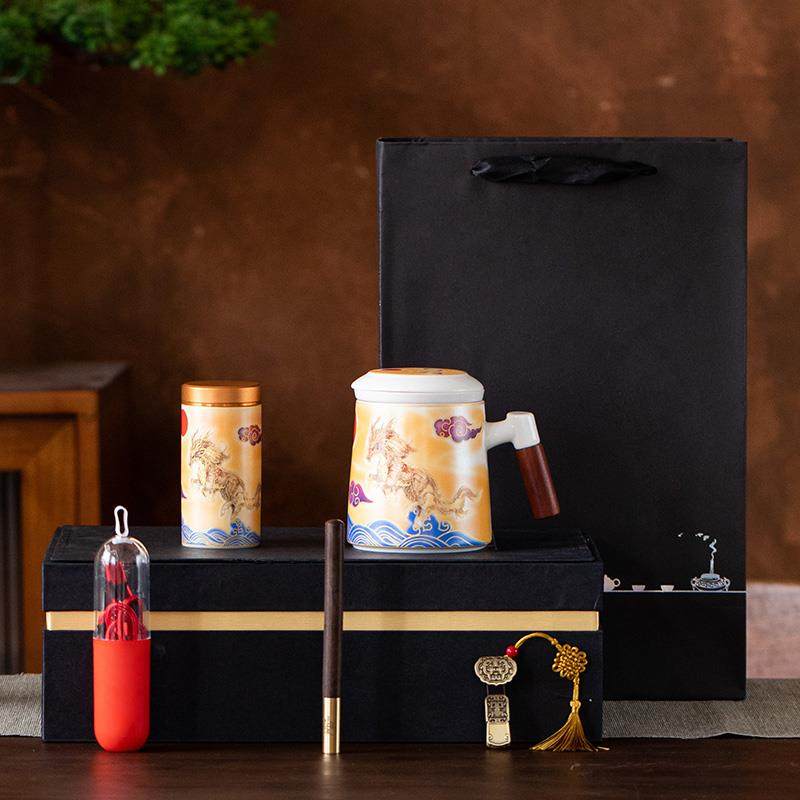 国风文化创意杯子陶瓷带过滤水杯实用节日商务活动伴手礼logo定制,淘宝优惠券,粉丝福利购,淘宝优惠卷