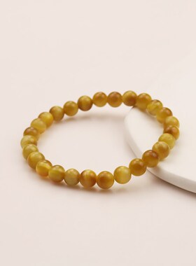 天然黄虎眼石弹力线圆珠手链民族风高级个性冷淡男女招财饰品礼物