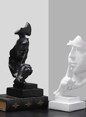 莫伦创意北欧抽象沉默是金思想者工艺品雕塑摆件复古客厅装饰品