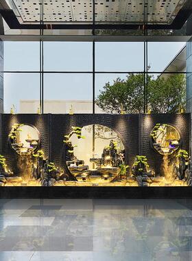 大型水幕墙流水屏风花园景观公司隔断庭院酒店别墅循环水鱼缸摆件