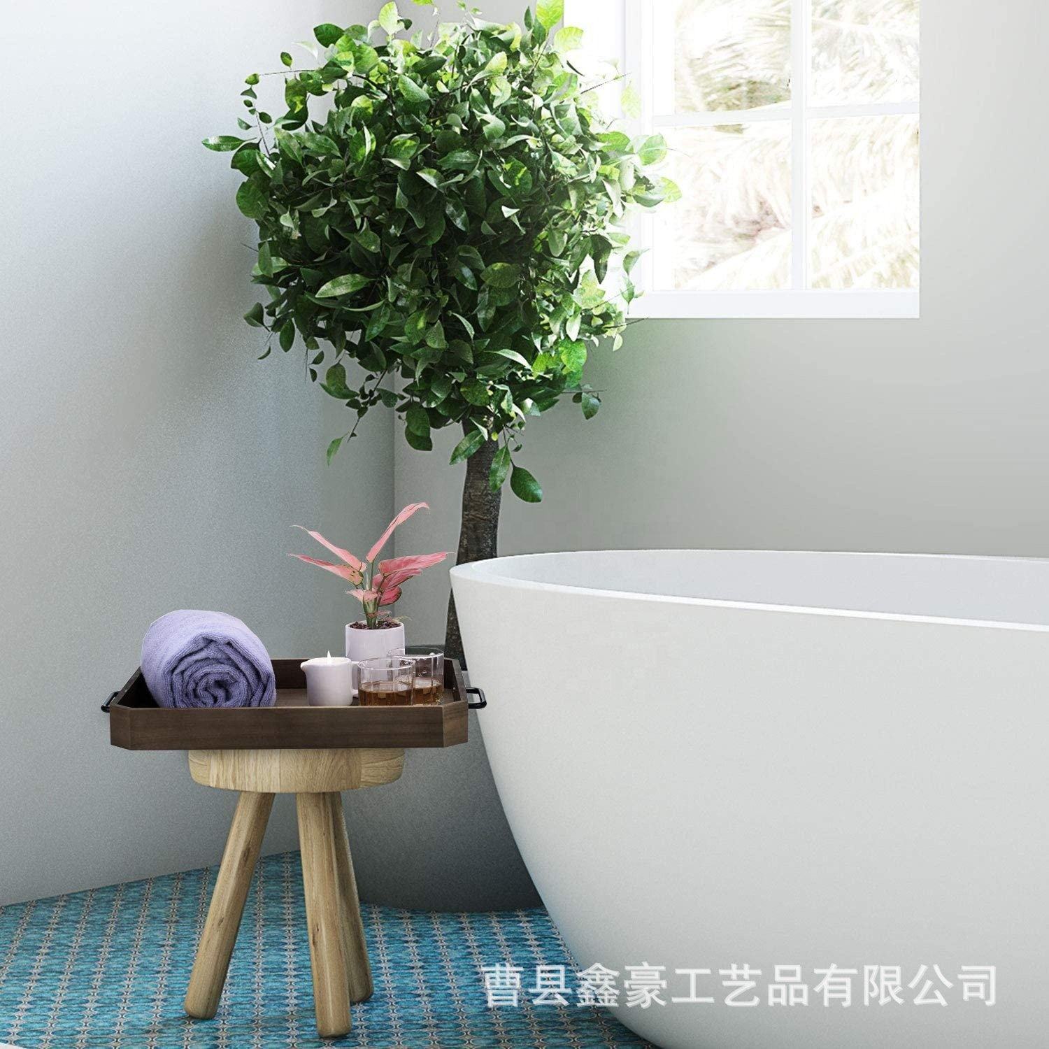 定制木制托盘，客厅浴室装饰水果盘，餐厅茶具胡桃色带把手木盘,淘宝优惠券,粉丝福利购,淘宝优惠卷