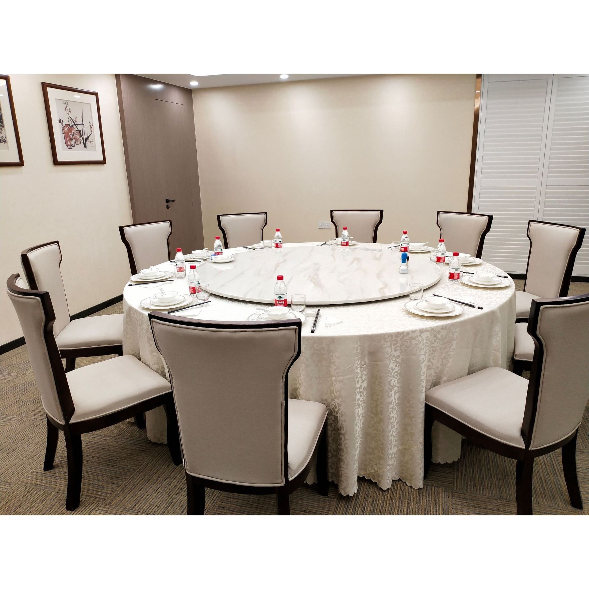 宸睿大理石转盘圆桌 酒店饭店宴会厅餐桌别墅家用大户型火锅桌,淘宝优惠券,粉丝福利购,淘宝优惠卷