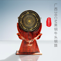 Quality 12cm Guangxi Black Bronze Bulls Head Bronze Drum Pendulum Pieces National Handiwork Companion Gift
