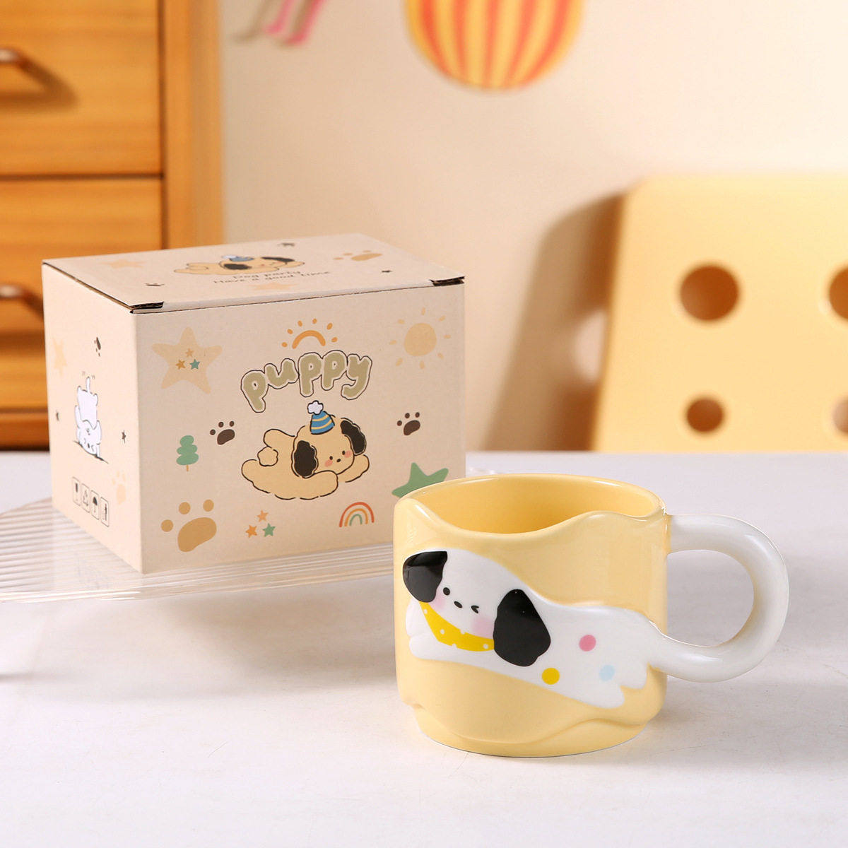 陶瓷杯叠叠杯女水杯卡通小狗马克杯情侣杯子牛奶咖啡杯动物创意,淘宝优惠券,粉丝福利购,淘宝优惠卷