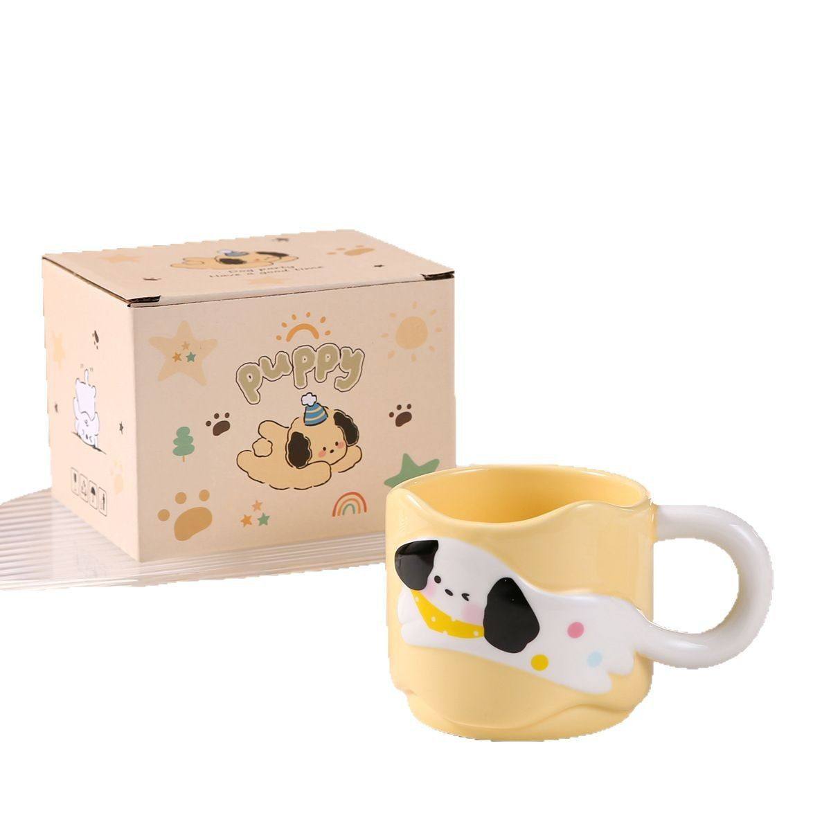 陶瓷杯叠叠杯女水杯卡通小狗马克杯情侣杯子牛奶咖啡杯动物创意,淘宝优惠券,粉丝福利购,淘宝优惠卷