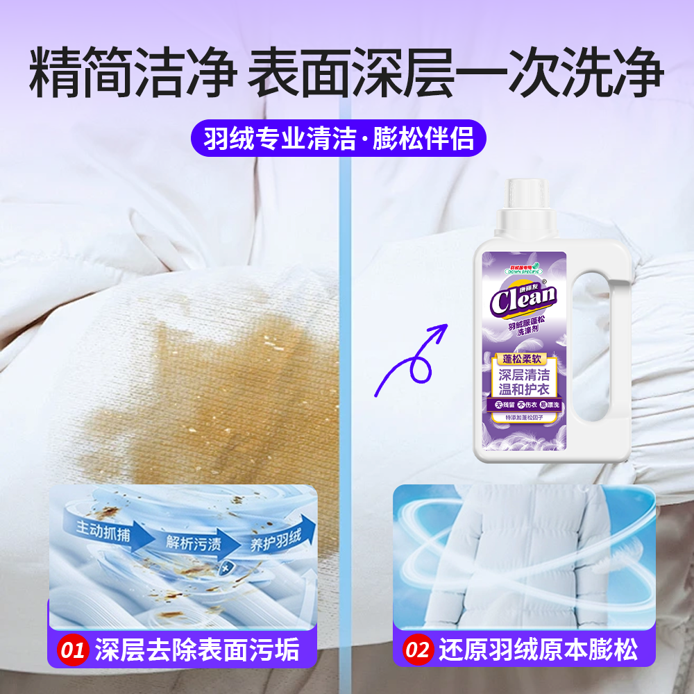 康丽友羽绒服蓬松洗涤剂官方旗舰店机洗膨松清洗剂去污渍洗衣液