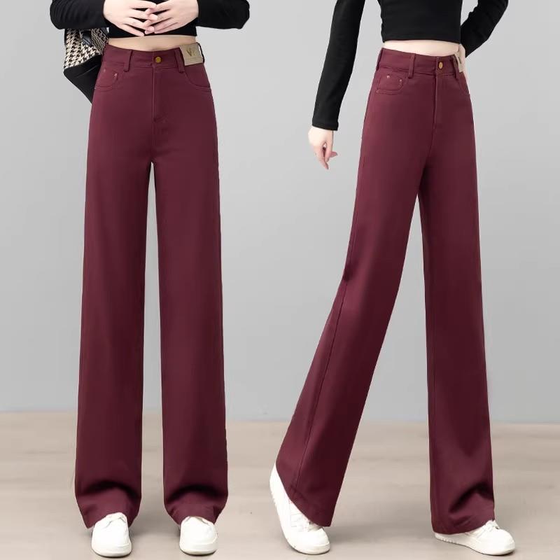 高档白色阔腿牛仔裤女春秋季新款高腰垂感显瘦垂顺纯棉柔软直筒裤 - 图3