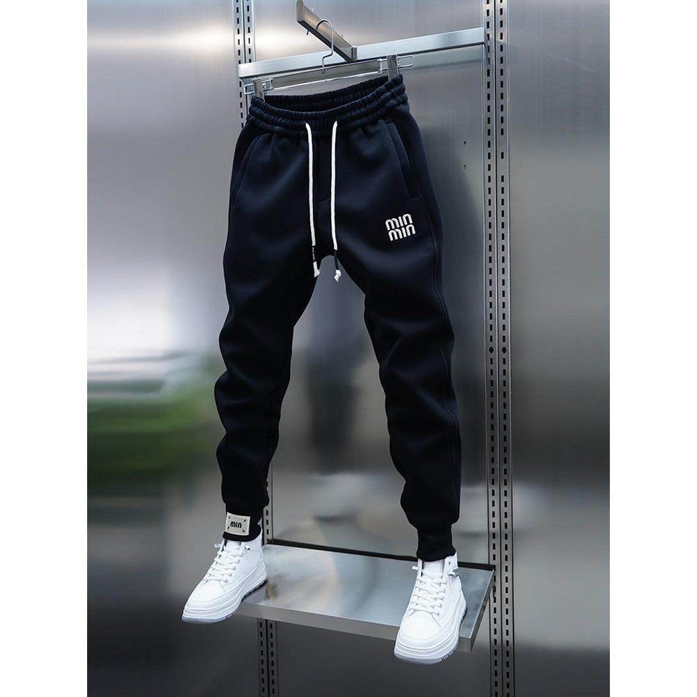 刺绣运动卫裤男士2025新款春秋冬季加绒束脚哈伦男裤休闲裤子男款,淘宝优惠券,粉丝福利购,淘宝优惠卷