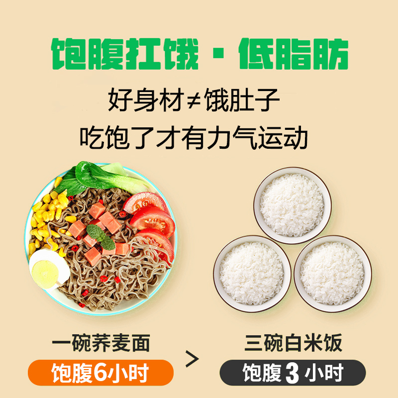 荞麦面泡面0脂肪带料包无糖精减低脂期代餐主食肥专用纯全麦黑乔-图1