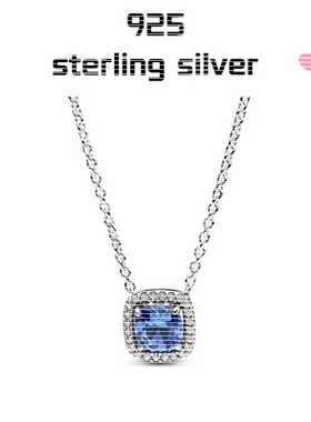 【新品】S925纯银闪耀光环方形耳钉蓝色精致轻奢七夕礼物