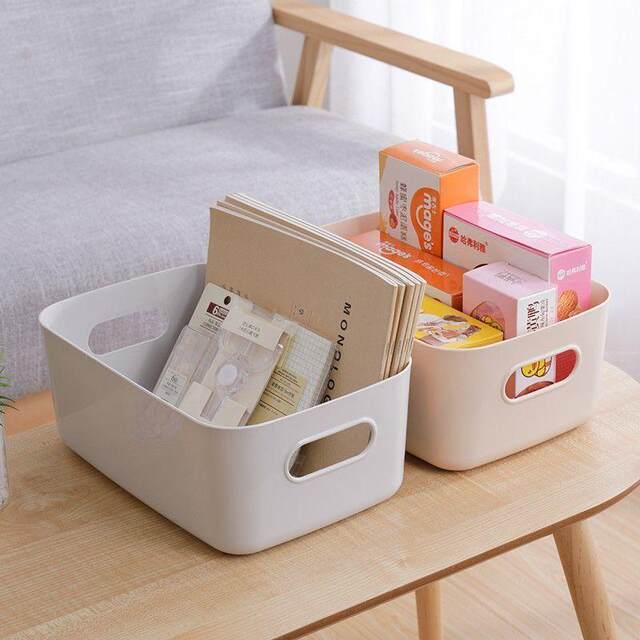Desktop storage box Household snack storage basket Decorative cosmetics drawer Plastic storage box Kitchen finishing box 1