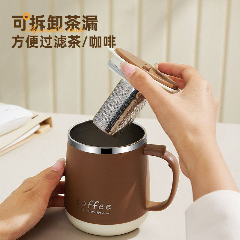 304双层不锈钢马克杯 公室防摔带盖水杯简约女家用牛奶咖啡杯,淘宝优惠券,粉丝福利购,淘宝优惠卷