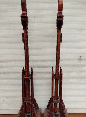 古玩旧藏老桃木剑九龙戏珠纯手工雕刻桃木剑摆件S一对桃木宝剑摆