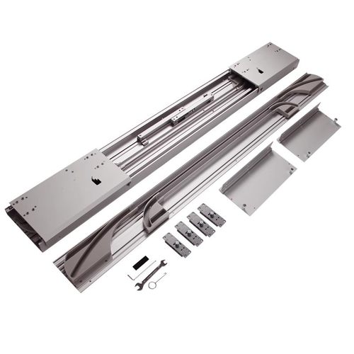 电动巴士平移门轨道变轨五金衣柜铰链手动电视柜书柜滑轨推拉门 - 图3