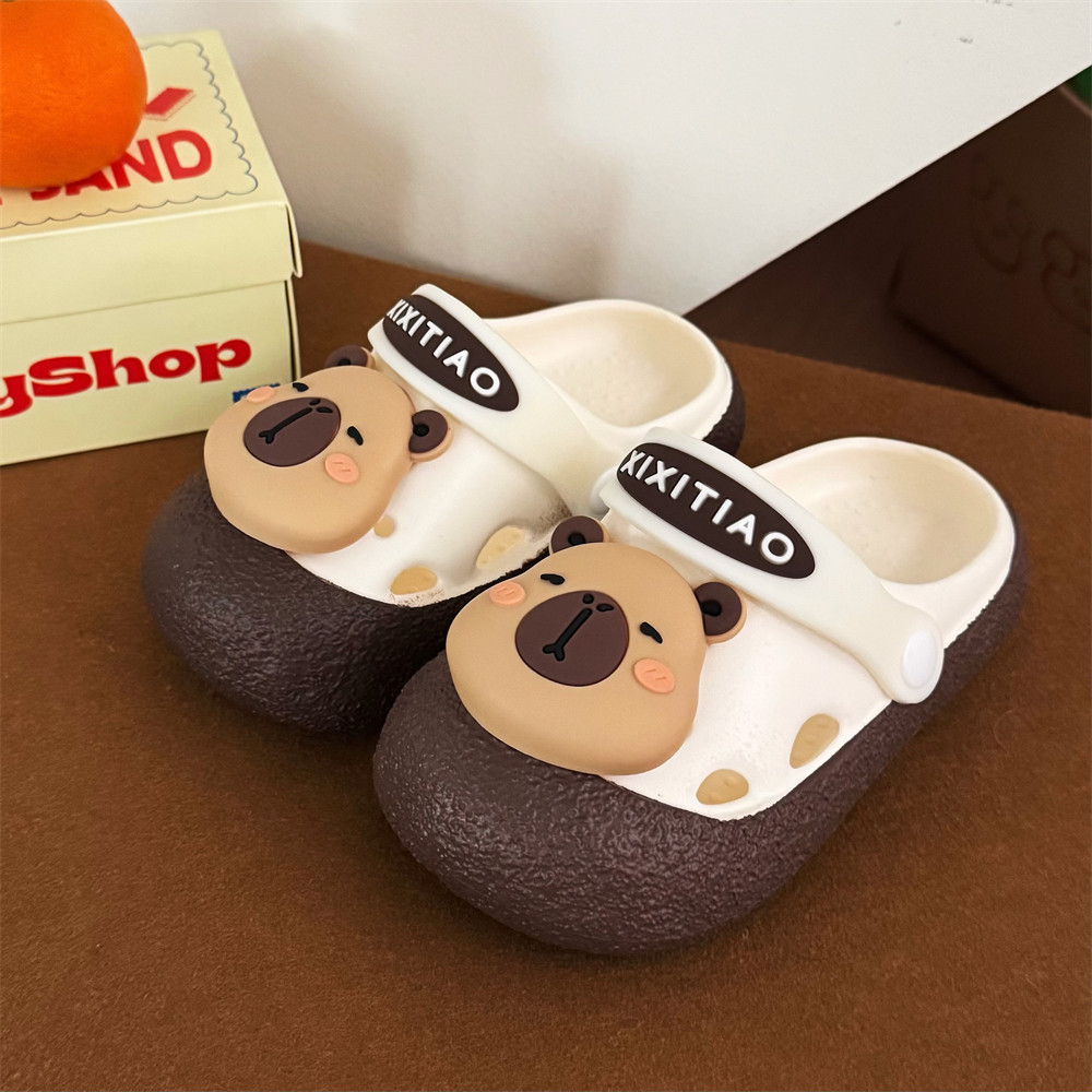 细细条 呆萌卡皮巴拉儿童拼色凉鞋夏包头防滑男童女童可爱洞洞鞋,淘宝优惠券,粉丝福利购,淘宝优惠卷