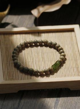 回忆中的绿 绿檀琉璃木竹节单圈款手串男女木质文玩檀香手链
