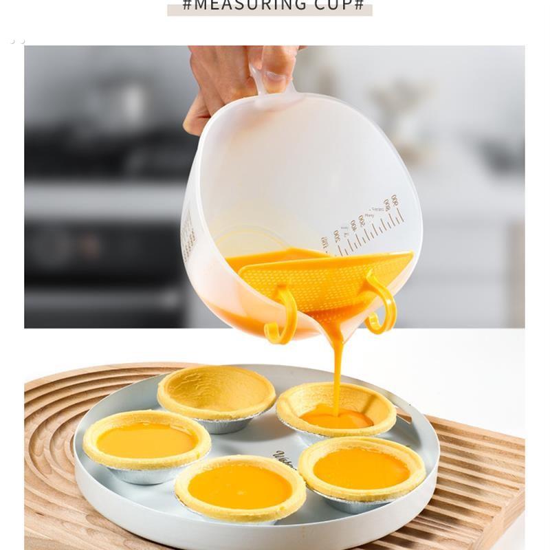 食品级过滤量杯鸡蛋液过滤碗刻度杯厨房多功能淘米挡板蛋液分离器 - 图0