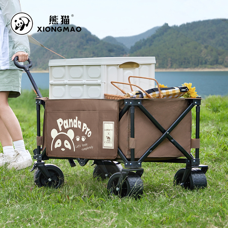 熊猫骆驼露营车推车户外可折叠手推营地车小拖车大号野营野餐车-图1