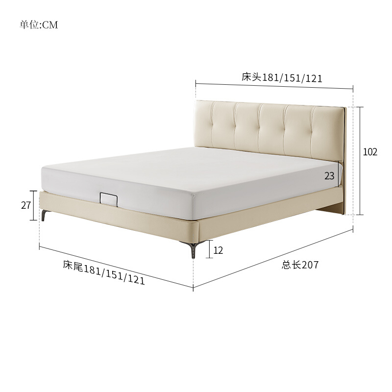 顾家家居科技布床现代简约布艺床小户型齐边布床9072B - 图2