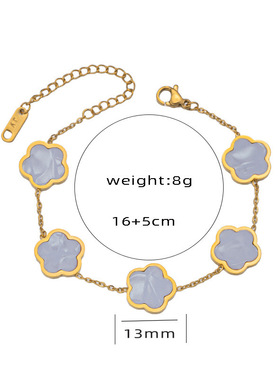 新款热销不锈钢植物贝母五叶草手链花瓣耳环个性简约百搭手饰品
