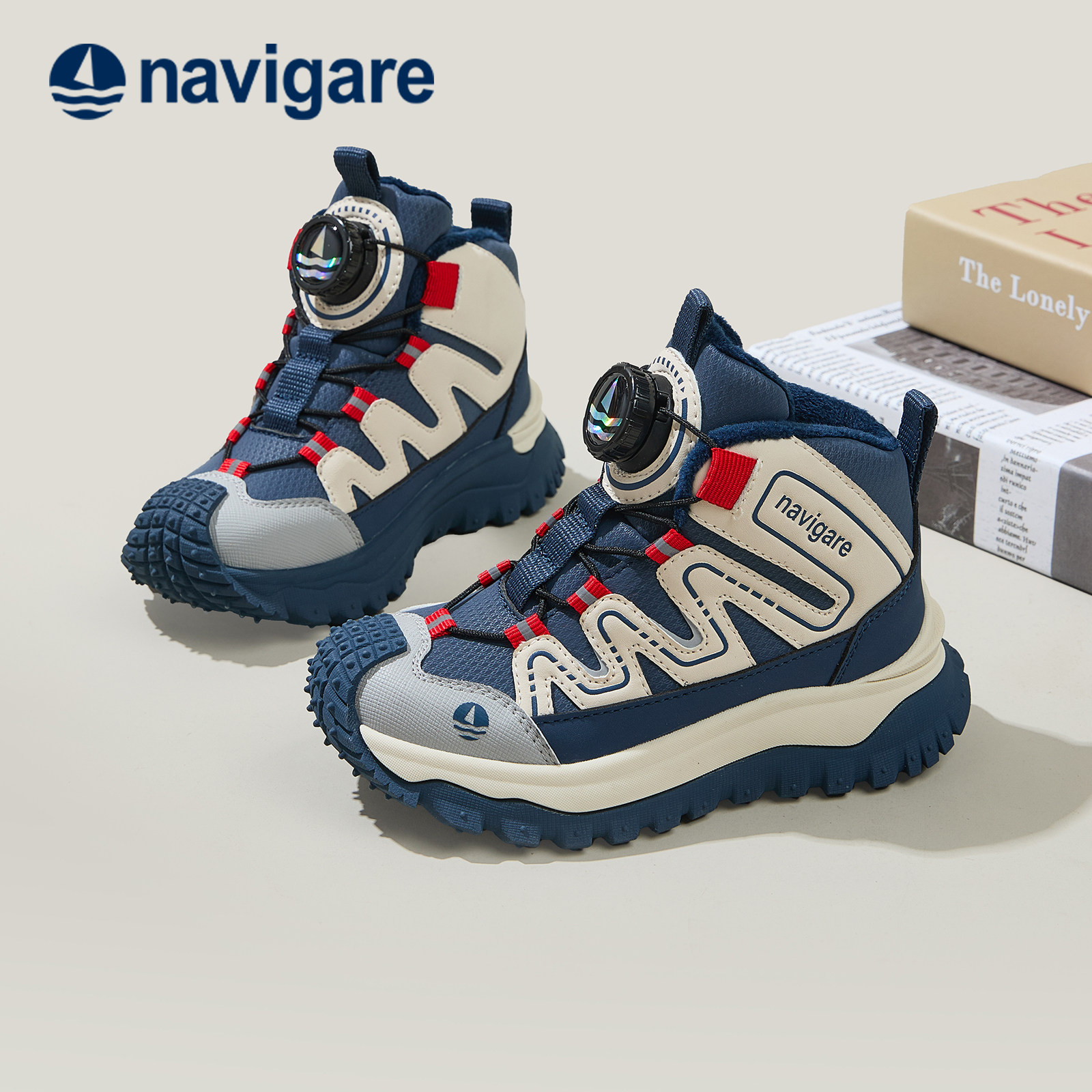Navigare小帆船童鞋2025秋冬厚底增高登山鞋加绒男女童户外运动鞋,淘宝优惠券,粉丝福利购,淘宝优惠卷