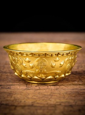 实心纯铜聚宝盆摆件聚财风水铜碗招财居家客厅装饰品乔迁开业礼品