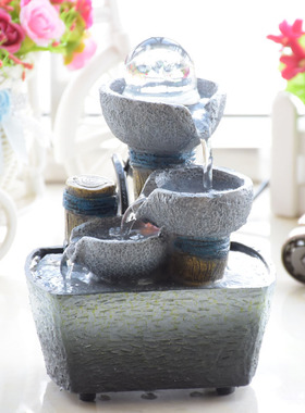 风水轮摆件流水小喷泉装饰品礼物客厅办公室创意桌面假山桌面装饰