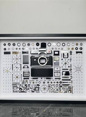 样板间装饰画电表箱遮挡画中空相框相机拆机拆解零件标本画展示