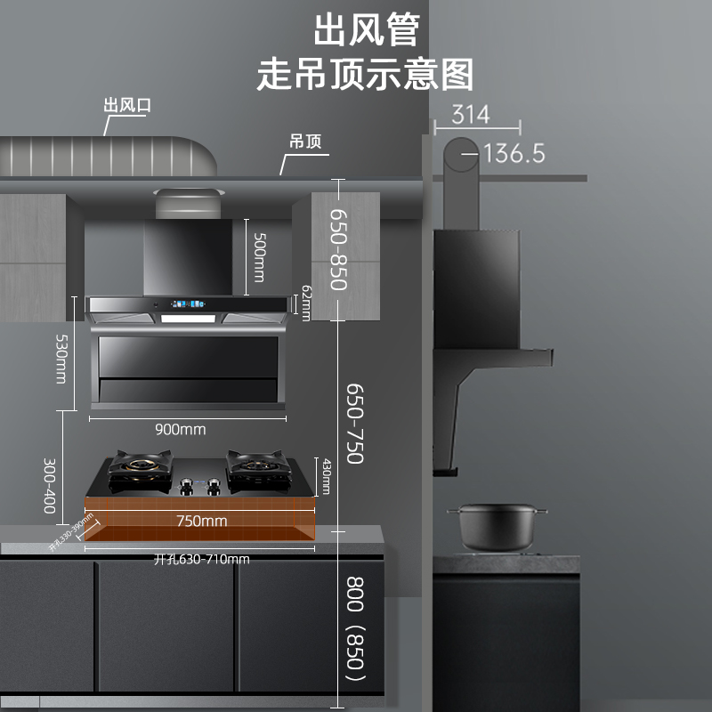 樱花雪顶侧双吸抽油烟机家用厨房大吸力燃气灶具套装餐官方旗舰店 - 图2