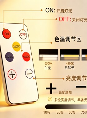 铝合金遥控充电式人体感应灯无线自粘免布线遥控长续航小夜灯