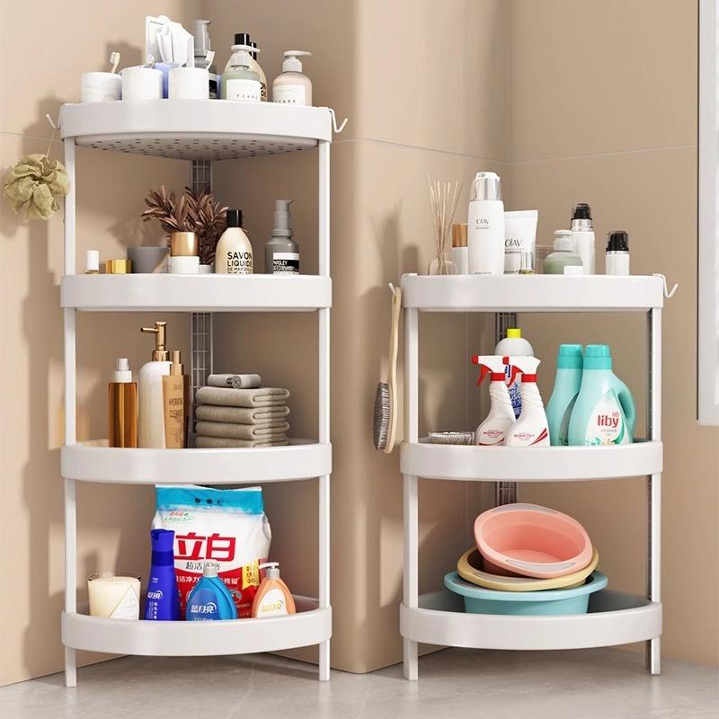 优勤浴室置物架卫生间三角多层收纳架子落地洗澡间厕所转角脸盆架 - 图2