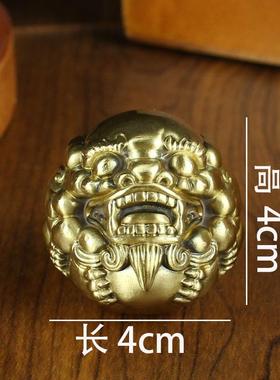 黄铜貔貅核桃手把件复古老人锻炼手指器具铜器纯铜貔貅一对手把件