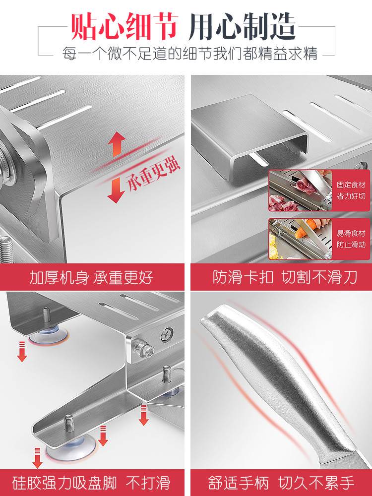 切肉片机家用羊肉切肉机多功能药材年糕切片机手动商用切冻肉神器 - 图3