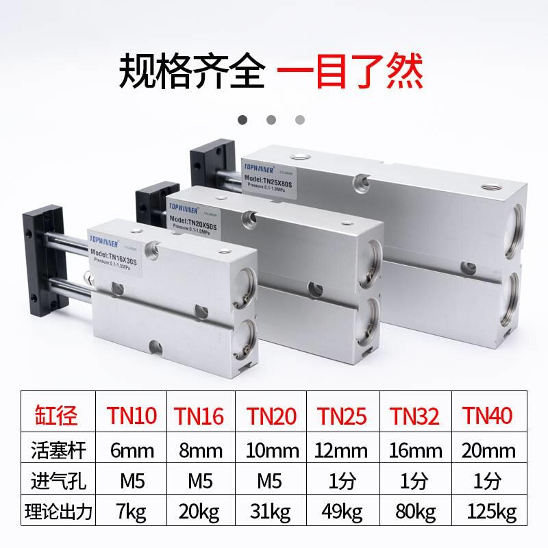 两质保双轴小型气缸TN10/16/20X10X0X40X50X630X7年5X80X100X200S - 图2