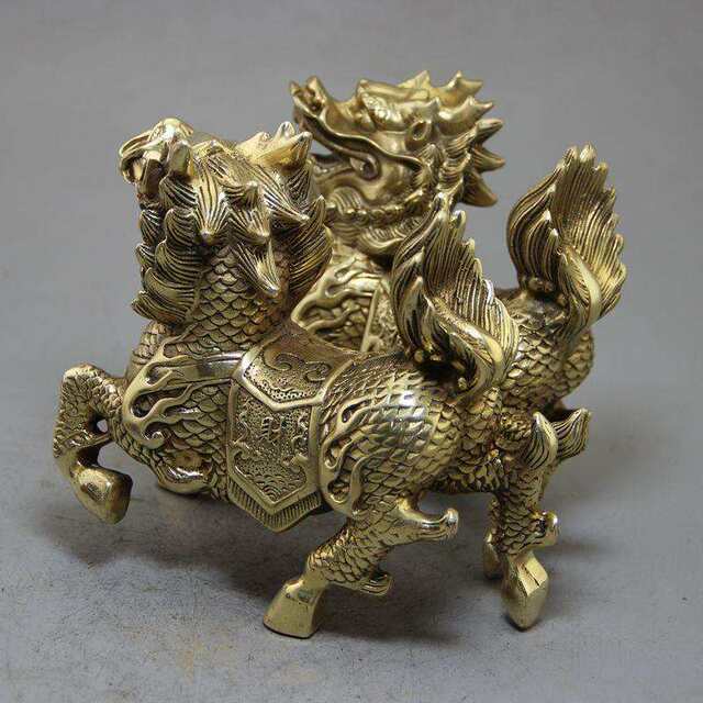 Retro distressed antiques miscellaneous copper crafts distressed copper unicorn pair ornaments home ornaments 3